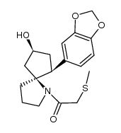 (5S*,6S*,8S*)-6-(3,4-methylenedioxyphenyl)-1-[(methylthio)acetyl]-1-azaspiro[4,4]nonan-8-ol结构式