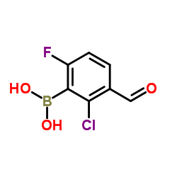 (2-Chloro-6-fluoro-3-formylphenyl)boronic acid结构式