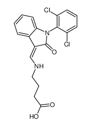 4-[[(Z)-[1-(2,6-dichlorophenyl)-2-oxoindol-3-ylidene]methyl]amino]butanoic acid结构式