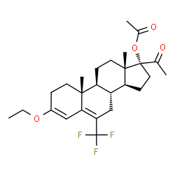 3-ethoxy-17-hydroxy-6-(trifluoromethyl)pregna-3,5-diene-20-one acetate结构式