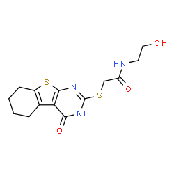 N-(2-hydroxyethyl)-2-((4-oxo-3,4,5,6,7,8-hexahydrobenzo[4,5]thieno[2,3-d]pyrimidin-2-yl)thio)acetamide结构式