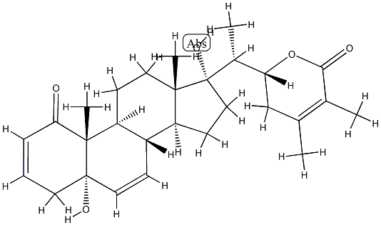 (22R)-5,17,22-Trihydroxy-1-oxo-5α-ergosta-2,6,24-trien-26-oic acid δ-lactone structure