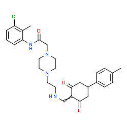 N-(3-chloro-2-methylphenyl)-2-{4-[2-({[4-(4-methylphenyl)-2,6-dioxocyclohexylidene]methyl}amino)ethyl]piperazin-1-yl}acetamide picture