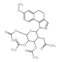 [3,4,5-triacetyloxy-6-(7-methoxy-4,5-dihydrobenzo[g]indazol-1-yl)oxan-2-yl]methyl acetate结构式