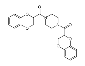 [4-(2,3-dihydro-1,4-benzodioxine-3-carbonyl)piperazin-1-yl]-(2,3-dihydro-1,4-benzodioxin-3-yl)methanone structure