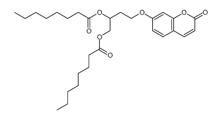3-hydroxy-4-[(2-oxo-2H-1-benzopyran-7-yl)oxy]butane-1,2-diyl dioctanoate结构式