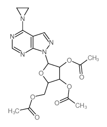 [3,4-diacetyloxy-5-(5-aziridin-1-yl-2,4,8,9-tetrazabicyclo[4.3.0]nona-2,4,7,10-tetraen-9-yl)oxolan-2-yl]methyl acetate结构式