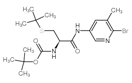 (R)-TERT-BUTYL 1-(6-BROMO-5-METHYLPYRIDIN-3-YLAMINO)-3-(TERT-BUTYLTHIO)-1-OXOPROPAN-2-YLCARBAMATE Structure