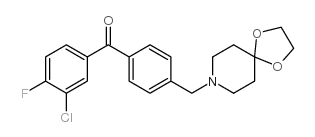 3-氯-4'-[8-(1,4-二恶-8-氮杂螺-[4.5]癸基)甲基]-4-氟苯甲酮结构式