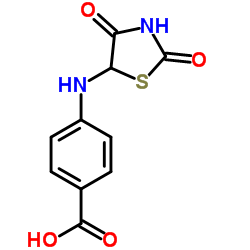 4-(2,4-DIOXO-THIAZOLIDIN-5-YLAMINO)-BENZOIC ACID结构式