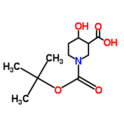 1-(tert-butoxycarbonyl)-4-hydroxypiperidine-3-carboxylic acid Structure