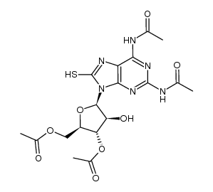 2,6-diacetamido-8-mercapto-9-(3,5-O-diacetyl-β-D-arabinofuranosyl)purine Structure