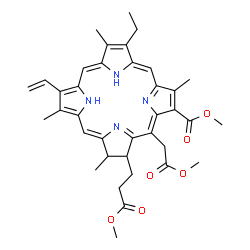 methyl 12-ethenyl-7-ethyl-20-(2-methoxy-2-oxoethyl)-18-(3-methoxy-3-oxopropyl)-3,8,13,17-tetramethyl-17,18-dihydroporphyrin-2-carboxylate Structure