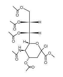 D-glycero-D-galacto-2-Nonulopyranosonic acid, 5-(acetylamino)-2-chloro-2,3,5-trideoxy-, Methyl ester, 4,7,8,9-tetraacetate structure