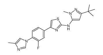 N-(3-tert-butyl-1-Methyl-1H-pyrazol-5-yl)-4-(3-fluoro-4-(4-Methyl-1H-imidazol-1-yl)phenyl)thiazol-2-amine structure
