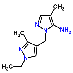 2-[(1-ethyl-3-methyl-pyrazol-4-yl)methyl]-4-methyl-pyrazol-3-amine结构式