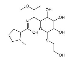 2-Hydroxyethyl 6,8-dideoxy-7-O-methyl-6-[[[(2S)-1-methyl-2-pyrrolidinyl]carbonyl]amino]-1-thio-D-erythro-α-D-galacto-octopyranoside结构式