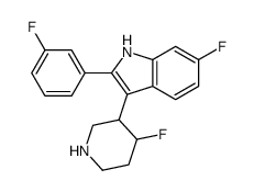 6-fluoro-2-(3-fluorophenyl)-3-(4-fluoropiperidin-3-yl)-1H-indole结构式