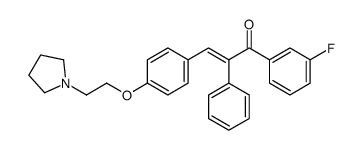 (E)-1-(3-fluorophenyl)-2-phenyl-3-[4-(2-pyrrolidin-1-ylethoxy)phenyl]prop-2-en-1-one结构式