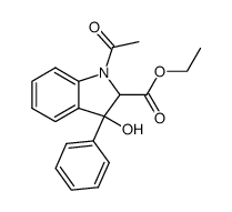 ethyl 1-acetyl-3-hydroxy-3-phenylindole-2-carboxylate结构式