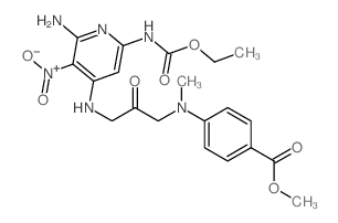 Benzoic acid,4-[[3-[[2-amino-6-[(ethoxycarbonyl)amino]-3-nitro-4-pyridinyl]amino]-2-oxopropyl]methylamino]-,methyl ester structure