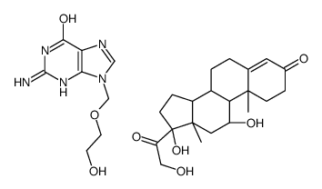 2-amino-9-(2-hydroxyethoxymethyl)-3H-purin-6-one,(8S,9S,10R,11S,13S,14S,17R)-11,17-dihydroxy-17-(2-hydroxyacetyl)-10,13-dimethyl-2,6,7,8,9,11,12,14,15,16-decahydro-1H-cyclopenta[a]phenanthren-3-one结构式