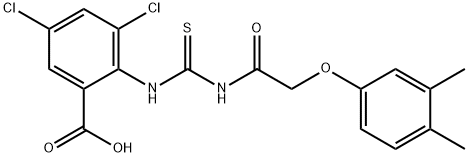 3,5-dichloro-2-[[[[(3,4-dimethylphenoxy)acetyl]amino]thioxomethyl]amino]-benzoic acid结构式