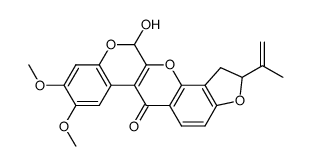 1,2-Dihydro-12-hydroxy-8,9-dimethoxy-2-(1-methylethenyl)[1]benzopyrano[3,4-b]furo[2,3-h][1]benzopyran-6(12H)-one结构式