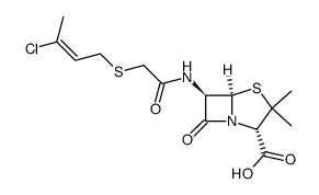 6β-[2-(3-chloro-but-2ξ-enylmercapto)-acetylamino]-penicillanic acid结构式
