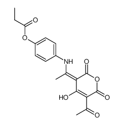 Propionic acid 4-{1-[5-acetyl-4-hydroxy-2,6-dioxo-6H-pyran-(3Z)-ylidene]-ethylamino}-phenyl ester Structure