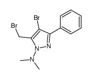 4-bromo-5-(bromomethyl)-N,N-dimethyl-3-phenylpyrazol-1-amine结构式