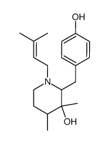 2-(4-hydroxy-benzyl)-3,4-dimethyl-1-(3-methyl-but-2-enyl)-piperidin-3-ol结构式