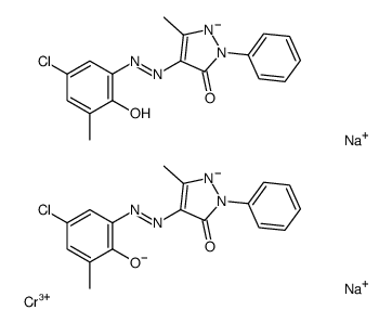 disodium hydrogen bis[5-chloro-3-[(4,5-dihydro-3-methyl-5-oxo-1-phenyl-1H-pyrazol-4-yl)azo]-2-hydroxybenzenesulphonato(3-)]chromate(3-) Structure