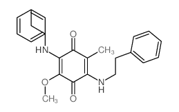 2-methoxy-5-methyl-3,6-bis(phenethylamino)cyclohexa-2,5-diene-1,4-dione结构式