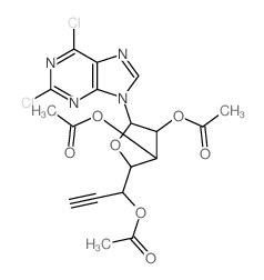 9H-Purine,2,6-dichloro-9-(2,3,5-tri-O-acetyl-6,7-dideoxy-b-D-gluco-hept-6-ynofuranosyl)- (9CI) Structure
