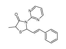 5-methyl-2-(2-phenylethenyl)-3-pyrimidin-2-yl-1,3-thiazolidin-4-one Structure