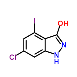6-Chloro-4-iodo-1,2-dihydro-3H-indazol-3-one结构式