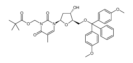 Thymidine, 5'-O-[bis(4-methoxyphenyl)phenylmethyl]-3-[(2,2-dimethyl-1-oxopropoxy)methyl]- Structure