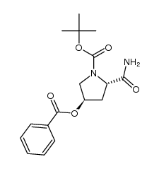 tert-butyl (2S,4R)-2-(aminocarbonyl)-4-benzoyloxy-pyrrolidine-1-carboxylate结构式