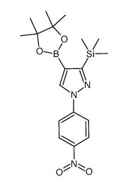 1-(4-nitrophenyl)-4-(4,4,5,5-tetramethyl-1,3,2-dioxaborolan-2-yl)-3-(trimethylsilyl)-1H-pyrazole结构式