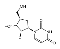 (+/-)-1-[(1α,2α,3β,4α)-2-fluoro-3-hydroxy-4-(hydroxymethyl)cyclopentyl]-2,4(1H,3H)-pyrimidinedione结构式