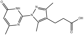 3-[3,5-Dimethyl-1-(4-methyl-6-oxo-1,6-dihydropyrimidin-2-yl)-1H-pyrazol-4-yl]propanoic acid structure