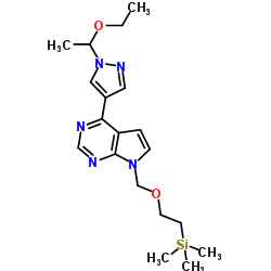 4-(1-(1-乙氧基乙基)-1H-吡唑-4-基)-7-((2-(三甲基硅烷基)乙氧基)甲基)-7H-吡咯并[2,3-d]嘧啶结构式