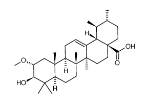 3β-hydroxy-2α-methoxyurs-12-en-28-oic acid Structure