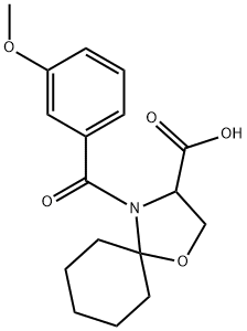 4-(3-甲氧基苯甲酰基)-1-氧杂-4-氮杂螺[4.5]癸烷-3-羧酸结构式