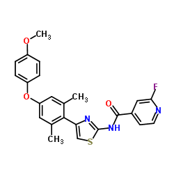 2-Fluoro-N-{4-[4-(4-methoxyphenoxy)-2,6-dimethylphenyl]-1,3-thiazol-2-yl}isonicotinamide结构式