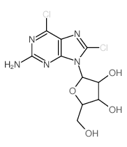 9H-Purin-2-amine,6,8-dichloro-9-b-D-ribofuranosyl- Structure