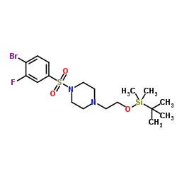 1-[(4-Bromo-3-fluorophenyl)sulfonyl]-4-(2-{[dimethyl(2-methyl-2-propanyl)silyl]oxy}ethyl)piperazine结构式