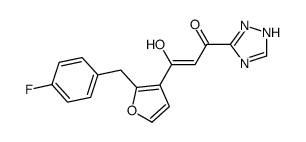 (Z)-3-[2-[(4-fluorophenyl)methyl]furan-3-yl]-3-hydroxy-1-(1H-1,2,4-triazol-5-yl)prop-2-en-1-one Structure