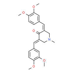 (3Z,5E)-3,5-bis(3,4-dimethoxybenzylidene)-1-methylpiperidin-4-one结构式